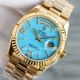 Swiss Replica Rolex Day-Date Turquoise Roman Dial Yellow Gold Presidential Bracelet Watch (3)_th.jpg